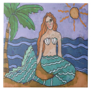 Mermaid und Palm Tree Abstrakte Kunst Fliese