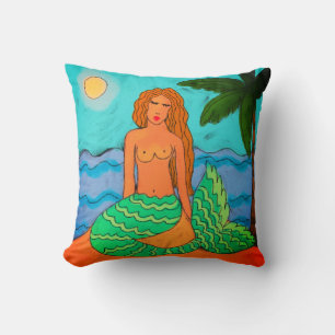 Mermaid und Palm Tree Abstrakte Kunst Kissen