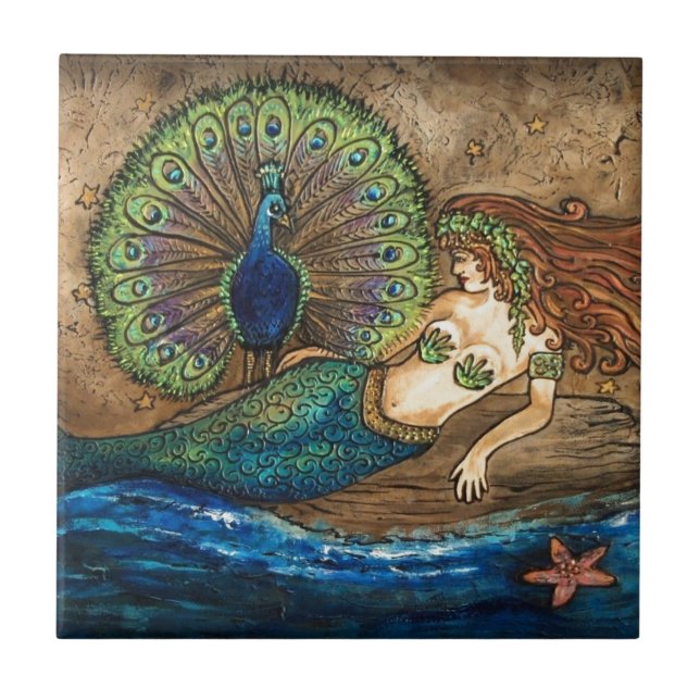 Mermaid und Peacock Fliese (Vorderseite)
