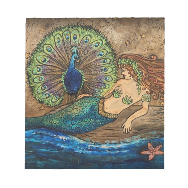 Mermaid und Peacock Notizblock (Vorderseite)