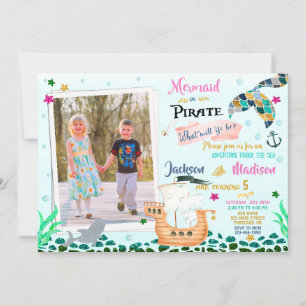 Mermaid und Pirate Geburtstagseinladung Boy Girl Einladung