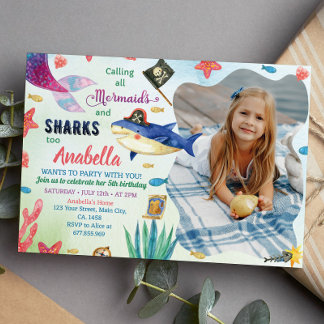 Mermaid und Pirates zum Geburtstag Einladung
