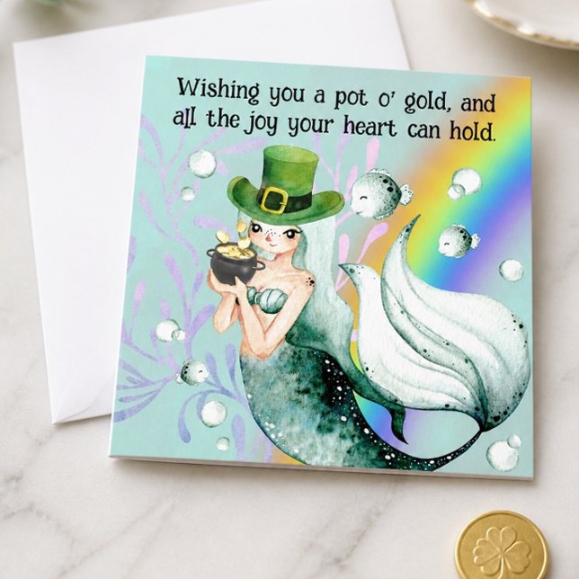 Mermaid und Pot o' Gold St. Patrick's Day Card (Von Creator hochgeladen)