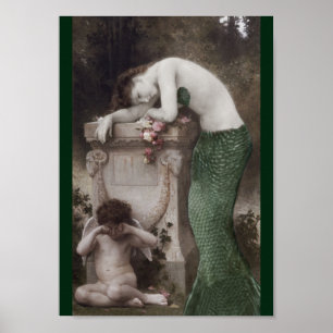 Mermaid und Tiny Cupid Poster