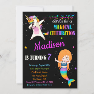 Mermaid und Unicorn - Einladung zum Geburtstag