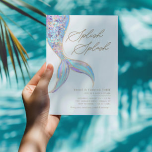 Mermaid Under Sea Girls Blue Birthday Party Einladung