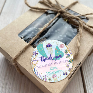 Mermaid Under Sea Glitzer Vielen Dank für Ihre Unt Runder Aufkleber