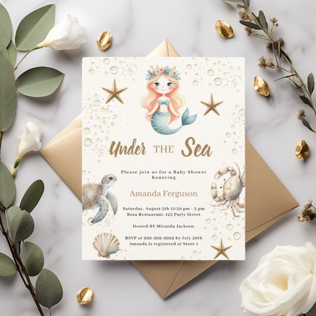 Mermaid Under the sea Baby Shower invitation (Von Creator hochgeladen)