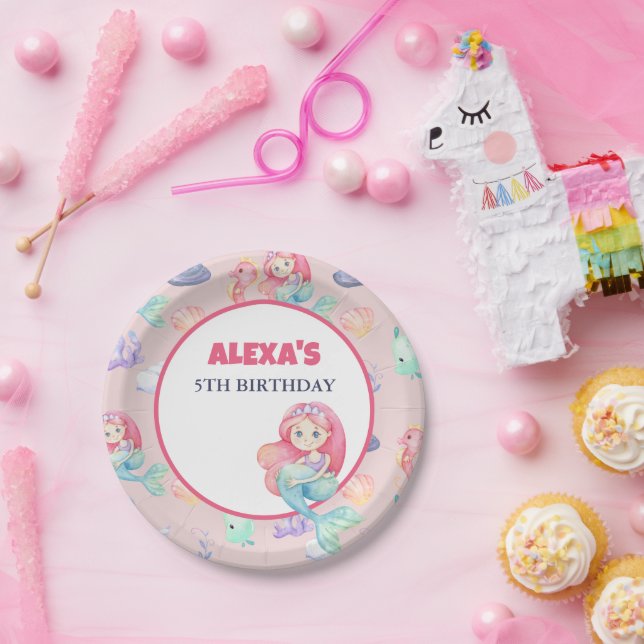 Mermaid Under the Sea Birthday Pappteller (Party)
