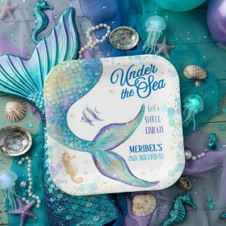Mermaid Under the Sea Birthday Pappteller