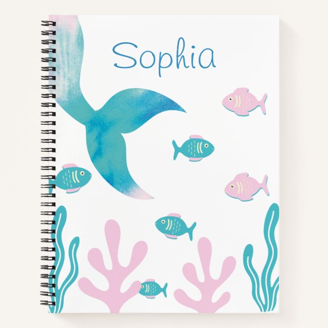Mermaid Under the Sea Pastel Pink Blue Girls  Notizbuch (Vorderseite)