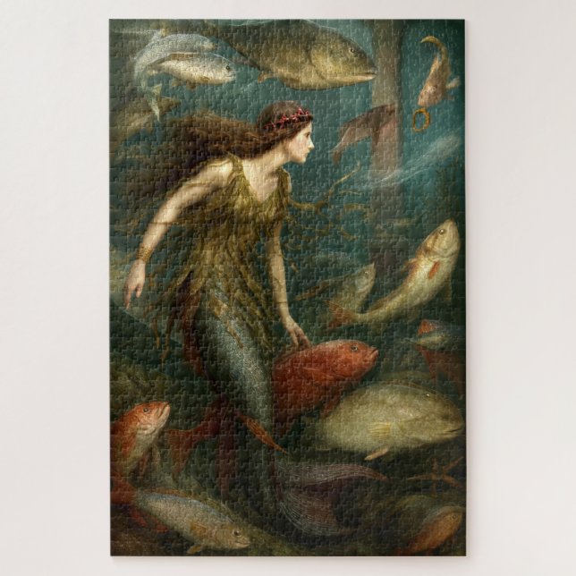 Mermaid Under The Sea With Fish Puzzle (Vertikal)