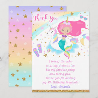 Mermaid & Unicorn Danke-Karte Einladung