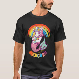 Mermaid Unicorn Mercorn mit farbigen Regenbogen T-Shirt