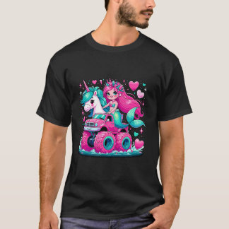 Mermaid Unicorn Monster Truck Geburtstagsparty Mon T-Shirt