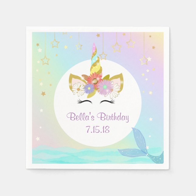 Mermaid Unicorn Paper Napkins Serviette (Vorderseite)