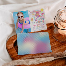Mermaid Unicorn Pool Party Geburtstag Einladung