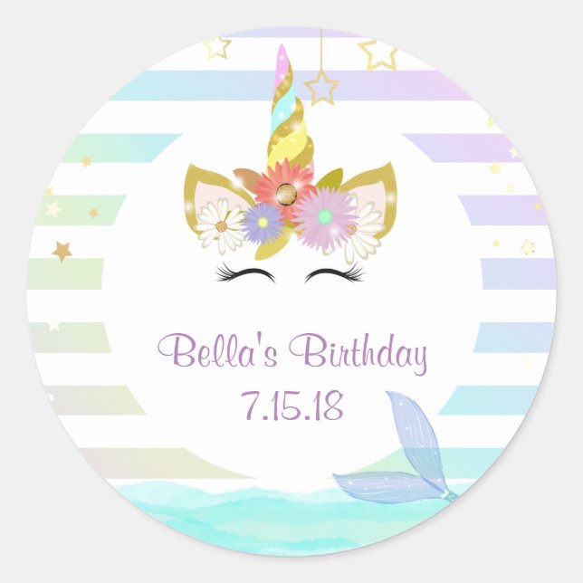 Mermaid Unicorn Stickers (Vorderseite)