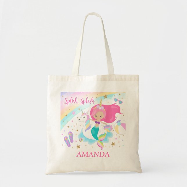 Mermaid & Unicorn Tote Bag Tragetasche (Vorne)