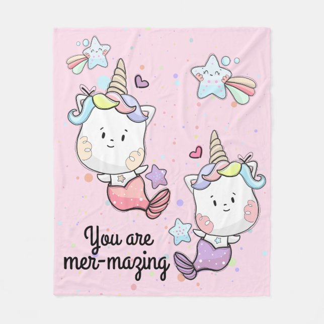 Mermaid Unicorns Magie Sie Mermazing Girls Fleecedecke (Vorderseite)