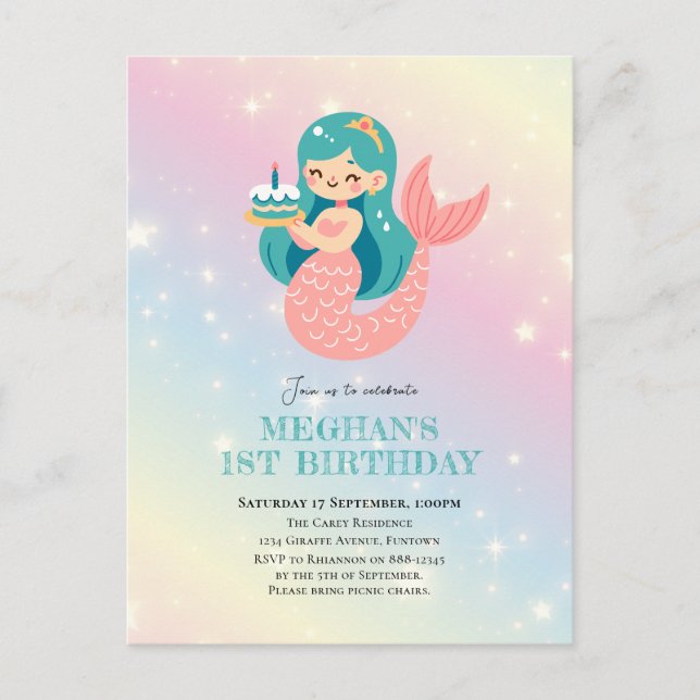 Mermaid unter dem Meeresgeburtstag Postkarte Einla (Vorderseite)