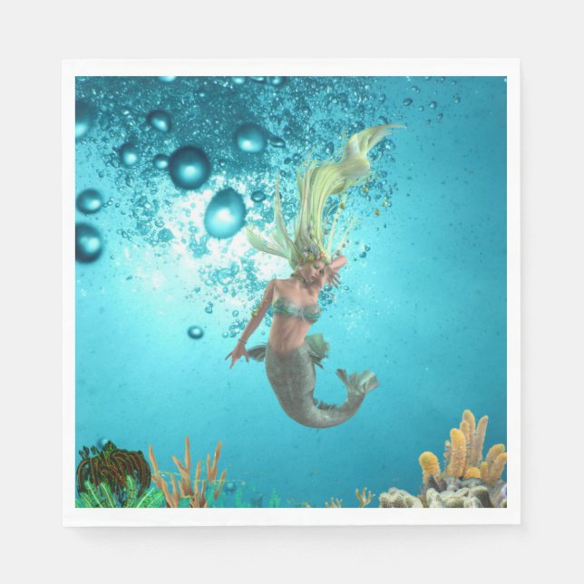 Mermaid unter Wasser Serviette (Vorderseite)