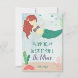 Mermaid Valentinstag Card for Kids Be Mine Dankeskarte
