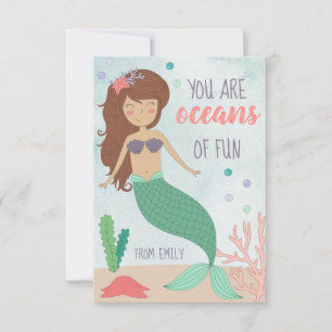 Mermaid Valentinstag Card für Kinder Dankeskarte