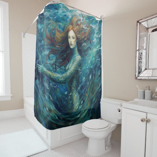 Mermaid Van Gogh Style Duschvorhang (Beispiel)