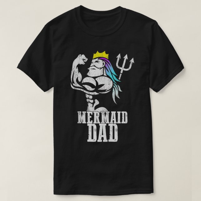 Mermaid Vater Pose Trident Merdad New Mer Vater Br T-Shirt (Design vorne)