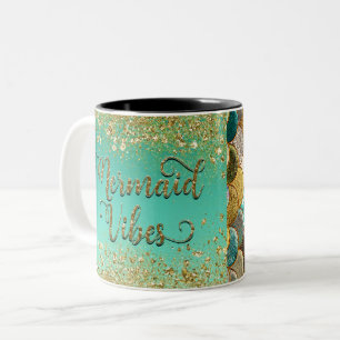 Mermaid Vibes Gold Cascading Glitzer & Scales Zweifarbige Tasse