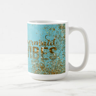 Mermaid Vibes - Gold Glitzer Typografie auf Aquama Kaffeetasse