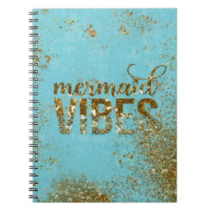 Mermaid Vibes - Gold Glitzer Typografie auf Aquama Notizblock