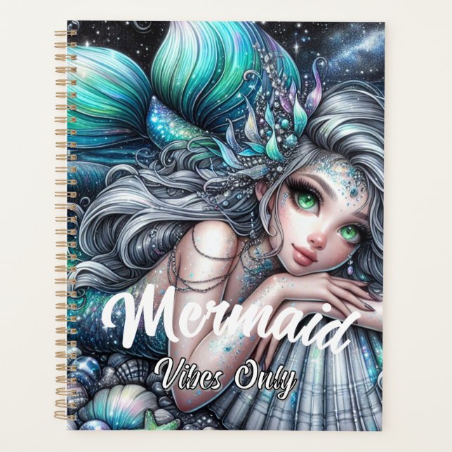 Mermaid Vibes Only Planner - Fantasy Ocean Themed Planer (Vorderseite)