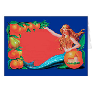 Mermaid Vintag Fruchtkasten Kunstkarte