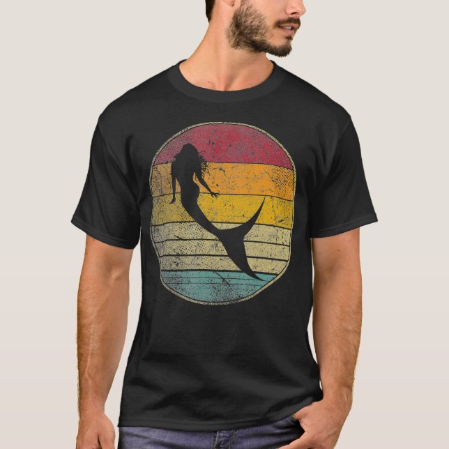 Mermaid Vintage Distressed Retro Style Silhouette  T-Shirt (Vorderseite)