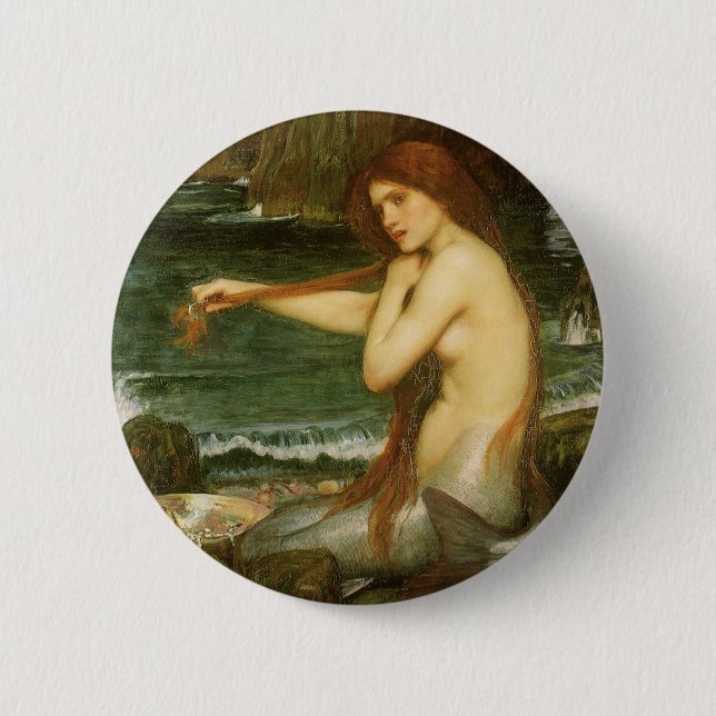 Mermaid von John William Waterhouse Button (Vorderseite)