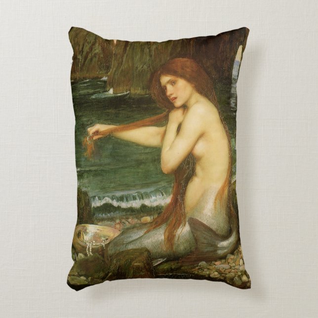 Mermaid von John William Waterhouse Dekokissen (Vorderseite(Vertikal))