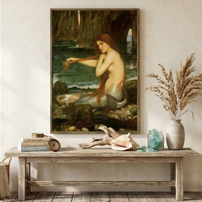 Mermaid von John William Waterhouse Poster (A Mermaid by John William Waterhouse is a vintage Victorian Era Pre-Raphaelite fine art painting.)