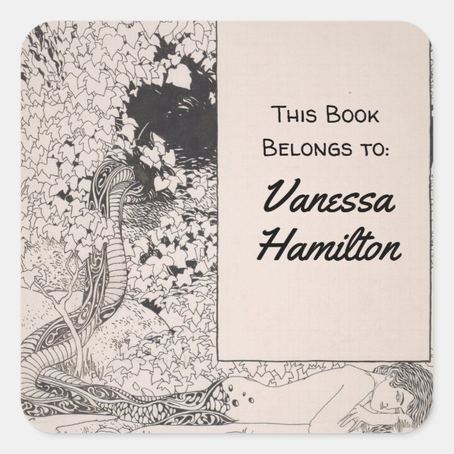 Mermaid von Koloman Moser Quadratischer Aufkleber (Vorderseite)