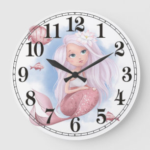 Mermaid Wall Clock Große Wanduhr