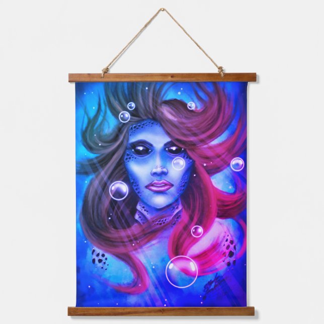 Mermaid Wandteppich Mit Holzrahmen (Vorderseite)