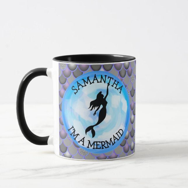 Mermaid Warrior Gray I BIN EINE MERMAID-Tasse Tasse (Links)