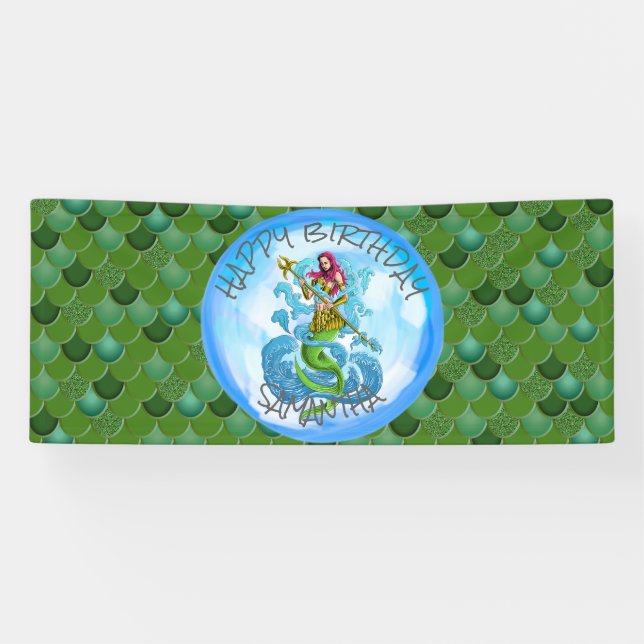 Mermaid Warrior Green Scales Banner (Horizontal)