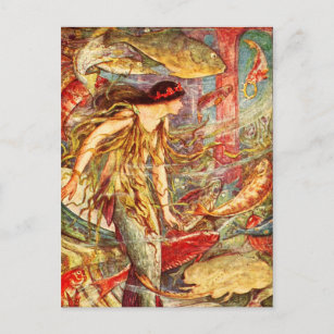 Mermaid wartet auf ihre Krone Postkarte