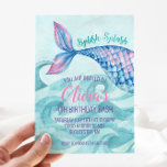 Mermaid Watercolor Birthday Einladung<br><div class="desc">Mermaid Geburtstagsparty Einladung. Unter dem Meer,  Aquarellmädchen Geburtstag.</div>