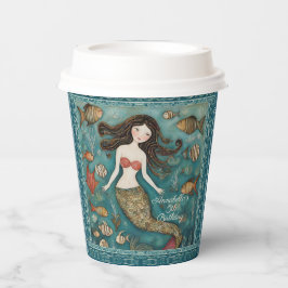 Mermaid Watercolor Birthday Pappbecher