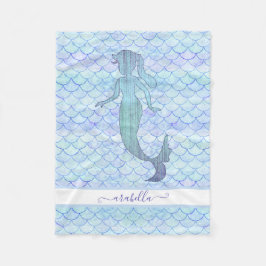 Mermaid Watercolor Blue Fish Scanner Name Fleecedecke
