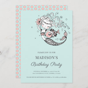 Mermaid Watercolor - Geburtstagsfeier Einladung