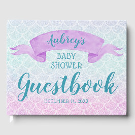 Mermaid Watercolor Lila Baby Showbook Gästebuch